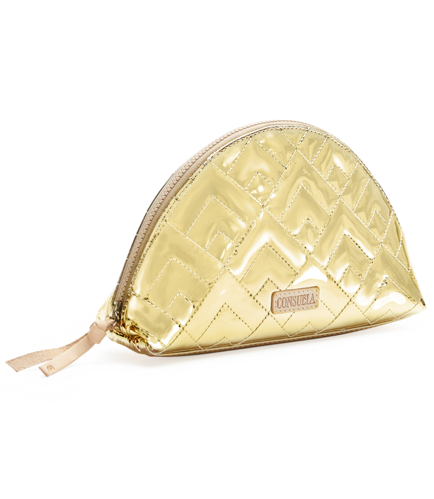 CONSUELA:  EVADNEY LARGE GOLD COSMETIC BAG