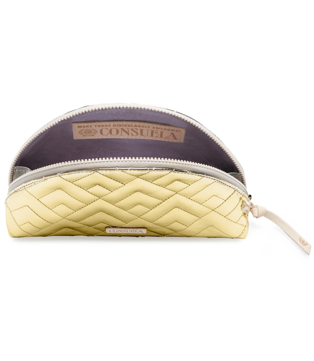 CONSUELA:  EVADNEY LARGE GOLD COSMETIC BAG