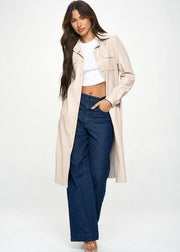 SEASONALLY POSH CREAM VEGAN LEATHER JACKET