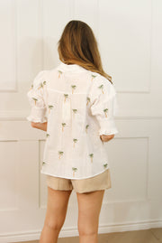 SUMMER DAYS PALM TREE EMBROIDERED BLOUSE