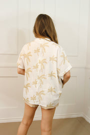 EVERY DAY BLISS PALM TREE EMBROIDERED BLOUSE