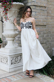 CANCUN DESTINATION EMBROIDERED CREAM DRESS