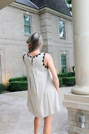 WALK IN PARADISE EMBROIDERED TAUPE DRESS