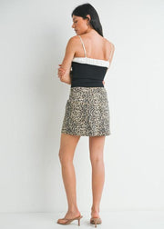 WILD SIDE LEOPARD PRINT DENIM SKIRT