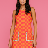 PLAID JEWEL POCKET COTTON TANK DRESS