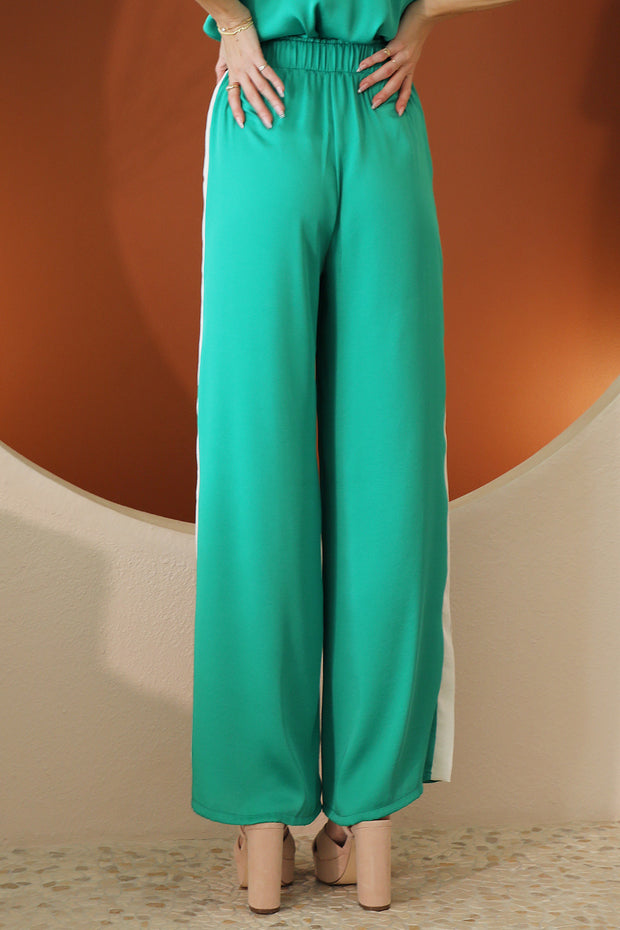 TIMELESS TREASURES CONTRAST BAND PANTS - GREEN OR BLACK