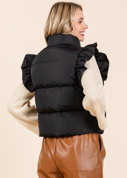 WARM AESTHETIC FUNNEL NECK PUFFER VEST