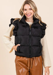 WARM AESTHETIC FUNNEL NECK PUFFER VEST