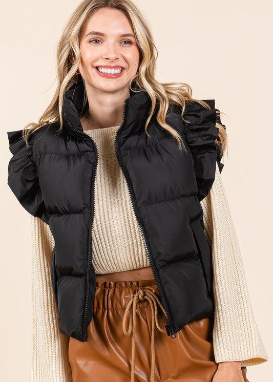 WARM AESTHETIC FUNNEL NECK PUFFER VEST