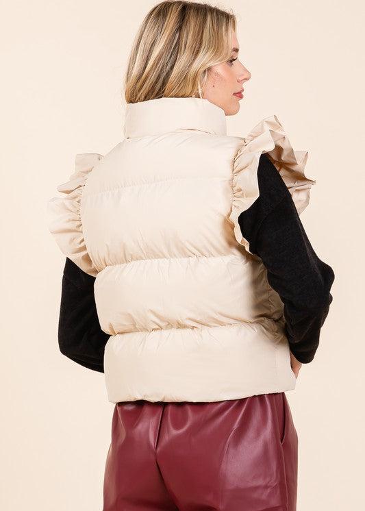 WARM AESTHETIC FUNNEL NECK PUFFER VEST