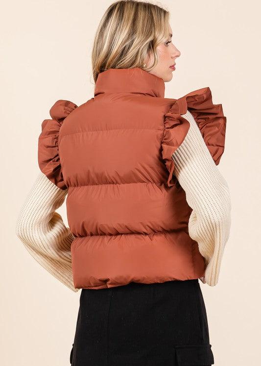 WARM AESTHETIC FUNNEL NECK PUFFER VEST