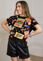 QUEEN OF SPARKLES:  CANDY WRAPPER PATCH TEE