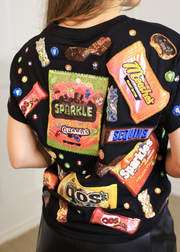 QUEEN OF SPARKLES:  CANDY WRAPPER PATCH TEE