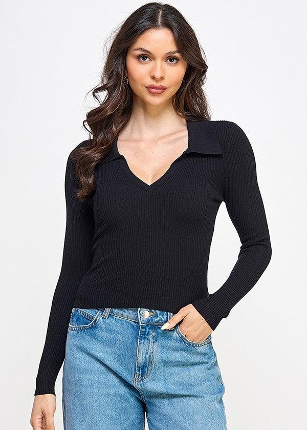 BASIC BABE RIBBED FITTED SWEATER