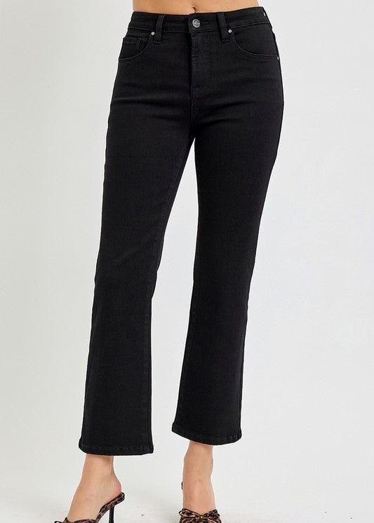 RISEN BLACK HIGH RISE CROP JEANS