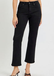 RISEN BLACK HIGH RISE CROP JEANS