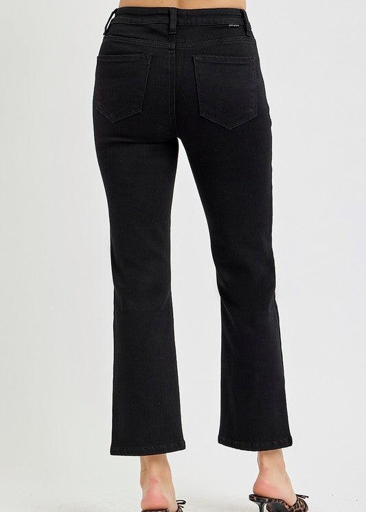 RISEN BLACK HIGH RISE CROP JEANS