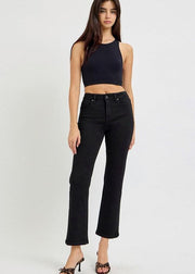 RISEN BLACK HIGH RISE CROP JEANS