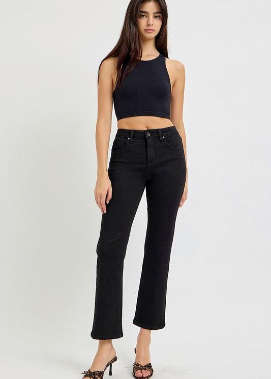 RISEN BLACK HIGH RISE CROP JEANS