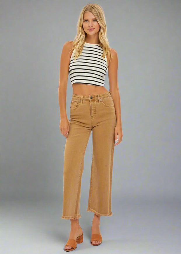 RISEN HIGH RISE TUMMY CONTROL CROP WIDE LEG PANTS