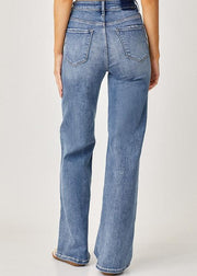 RISEN MID RISE WIDE LEG JEANS