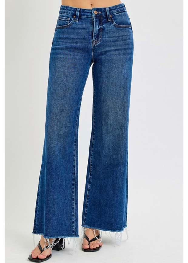 RISEN TUMMY CONTROL HIGH RISE WIDE LEG JEANS