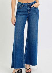 RISEN TUMMY CONTROL HIGH RISE WIDE LEG JEANS