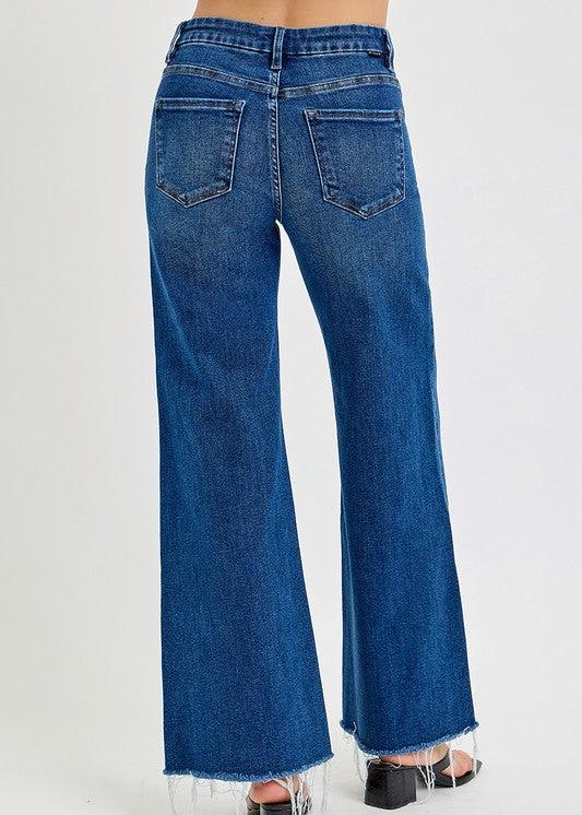 RISEN TUMMY CONTROL HIGH RISE WIDE LEG JEANS