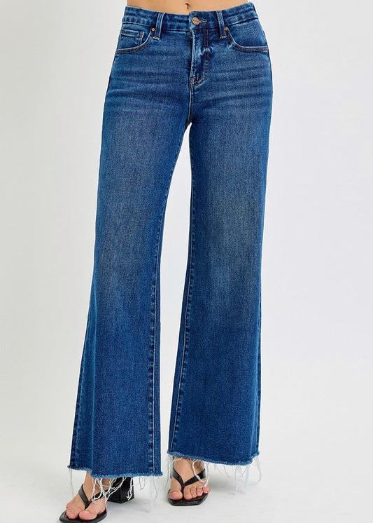 RISEN TUMMY CONTROL HIGH RISE WIDE LEG JEANS