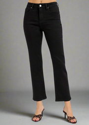 RISEN BLACK HIGH RISE CROP JEANS