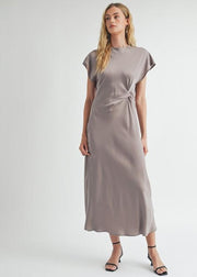 EXCEPTIONALLY CHIC PEWTER BIAS CUT SLIP DRESS