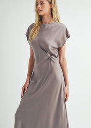 EXCEPTIONALLY CHIC PEWTER BIAS CUT SLIP DRESS