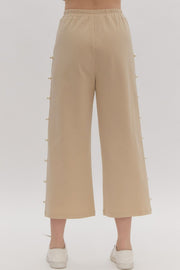 STYLE & GRACE PEARL EMBELLISHED CAPRI PANTS