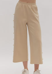 STYLE & GRACE PEARL EMBELLISHED CAPRI PANTS