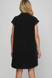 FEEL THE RUSH BLACK TWILL SHIRT DRESS