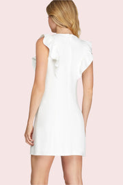 LOVE SONG WHITE RUFFLE SLEEVE DRESS