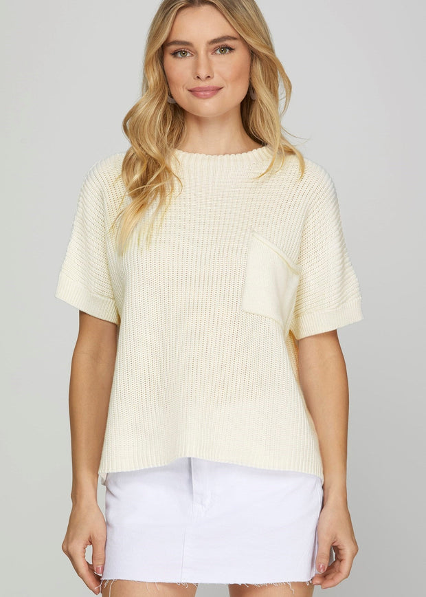 FINDING COMFORT DROP SHOULDER WHITE SWEATER