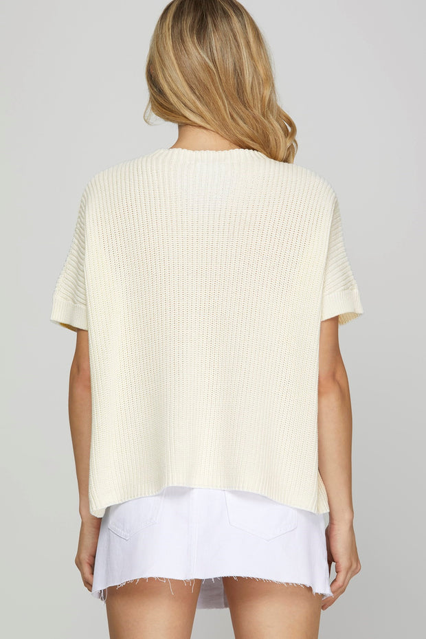 FINDING COMFORT DROP SHOULDER WHITE SWEATER