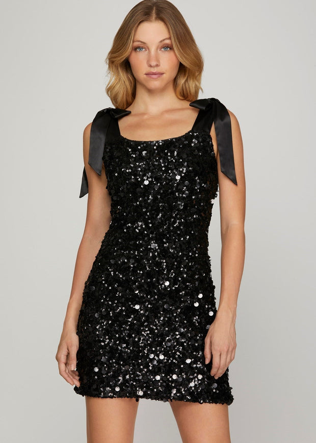 SEEING SPARKLES SEQUIN MINI DRESS