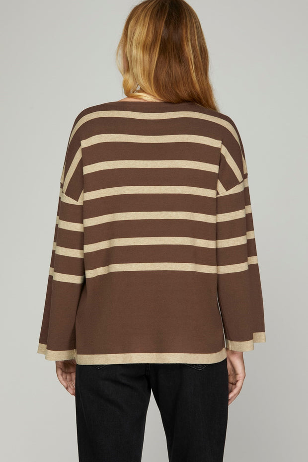 COMFORTABLE CUTENESS STRIPED SWEATER TOP