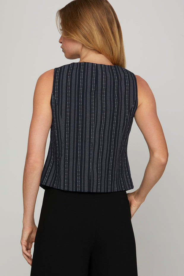 LADY LUCK NAVY PINSTRIPED VEST