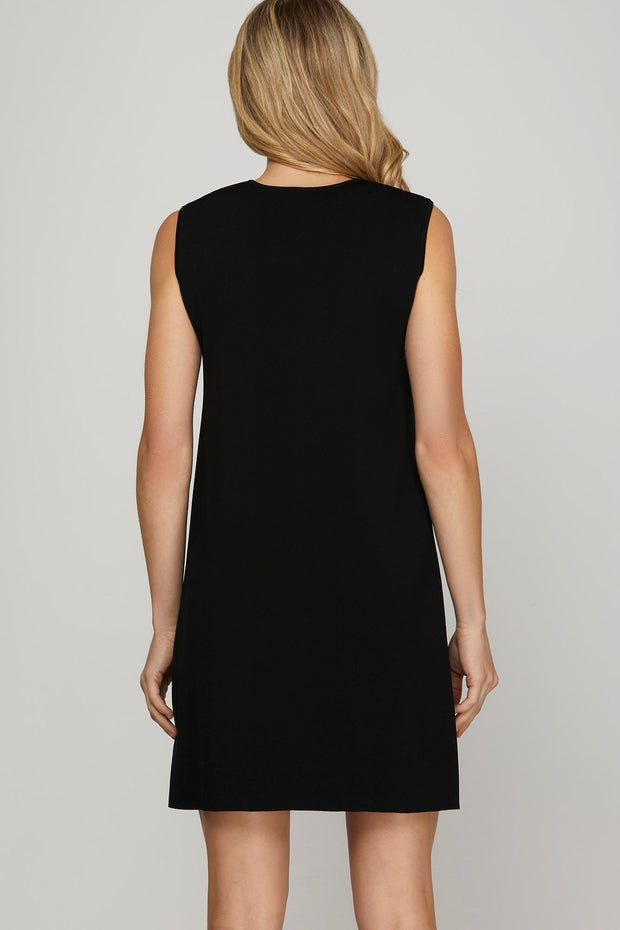 TAKE A BOW BLACK SLEEVELESS DRESS