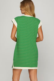 COUNTRY CLUB CUTIE GREEN STRIPE DRESS