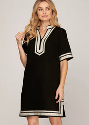 CRISP CONTRAST BLACK & CREAM DRESS