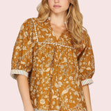 FALL FOR FLORAL BOTANICAL PRINT BLOUSE