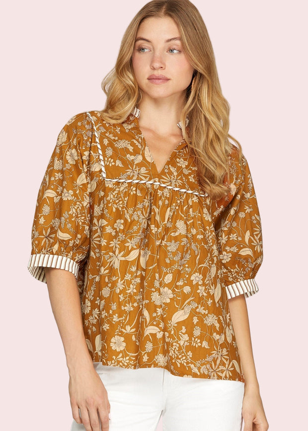 FALL FOR FLORAL BOTANICAL PRINT BLOUSE