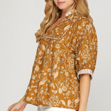 FALL FOR FLORAL BOTANICAL PRINT BLOUSE