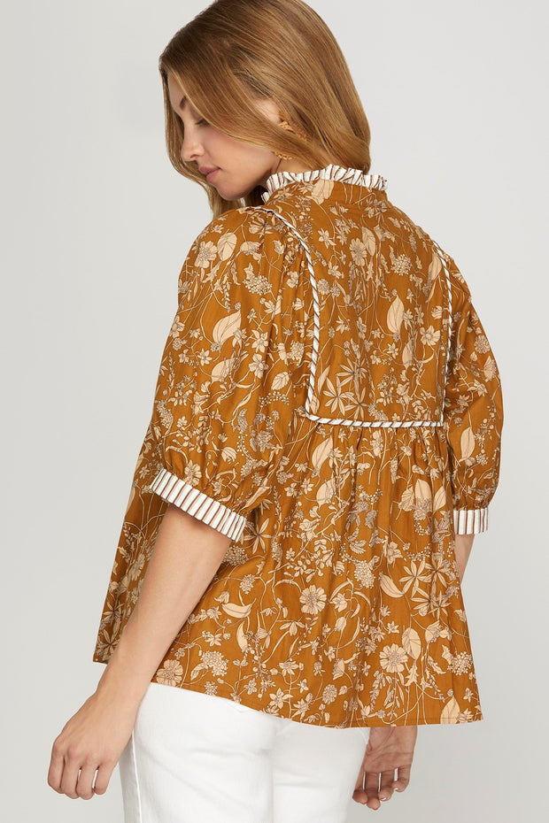 FALL FOR FLORAL BOTANICAL PRINT BLOUSE