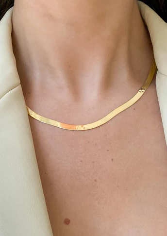 OH SO TRACIE GOLD HERRINGBONE NECKLACE