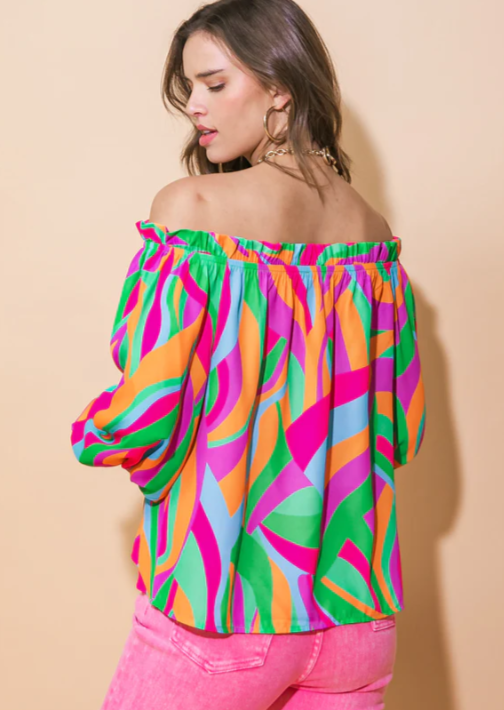 YOU'RE SO RIGHT COLORFUL OFF THE SHOULDER TOP